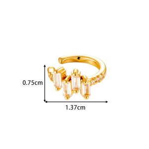 1 Pièce De Manchettes D'Oreilles En Cuivre Doré Et Zircon h5 Image2