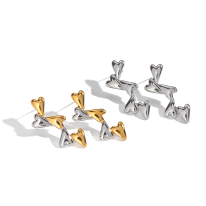 1 Paire De Boucles D'Oreilles Puces En Acier Inoxydable Doré Et Étanches En Forme De Cœur h5 Image6