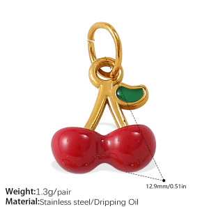 Pendentif Diy En Acier Inoxydable Doré, Étanche, En Forme De Fruit Sucré (1 Pièce) h5