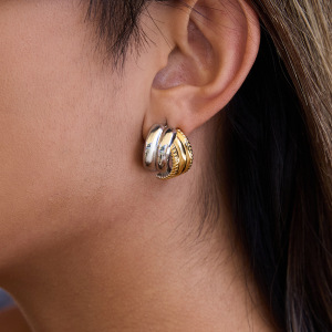 1 Paire De Boucles D'Oreilles Puces Simples En Acier Inoxydable, Couleurs Or Et Argent, Étanches, Pour Femmes h5 Image4