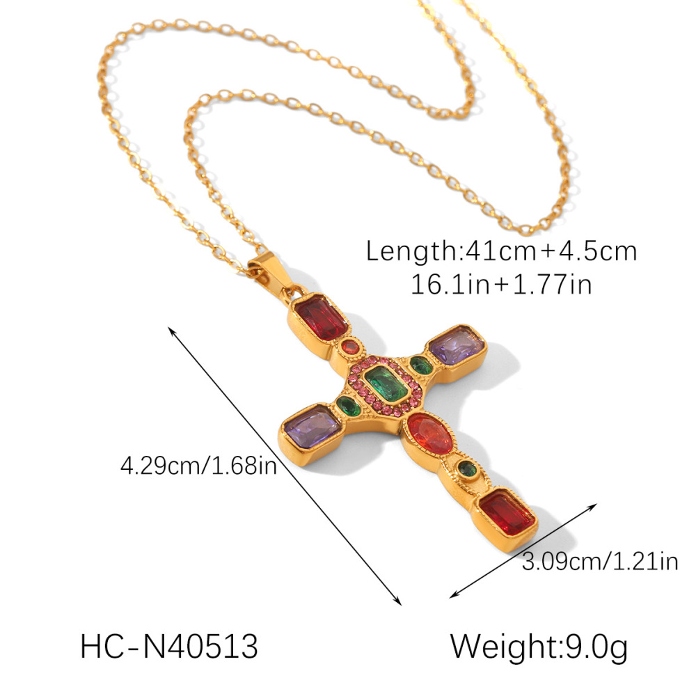 Collier Pendentif Croix Quotidienne Pour Femme, En Acier Inoxydable Étanche, Couleur Or (1 Pièce) Image2