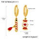 Boucles d'oreilles multi-éléments de Noël en grenat Image2