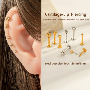 Boucle D'Oreille Piercing Étanche En Acier Inoxydable Couleur Or (1 Pièce) h5 Image4