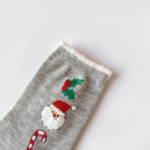 1 Paire De Chaussettes Mi-Mollet Classiques En Coton Pour Femme, Motif Père Noël h5 Image4