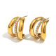 Boucles d'oreilles diamant à trois couches - Or 