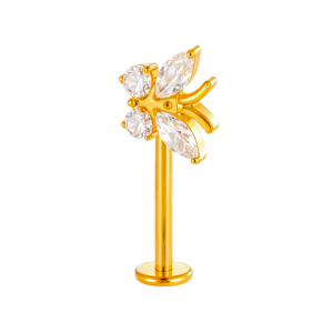 Boucle D'Oreille Piercing En Alliage De Titane Et Zircon Couleur Or, 1 Pièce h5 