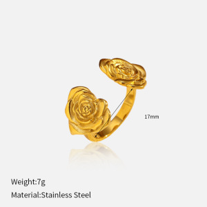 Bague Tendance Rétro Rose En Acier Inoxydable Étanche (1 Pièce) h5