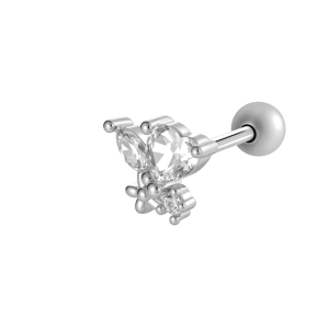 Boucle D'Oreille Piercing En Forme De Cœur, Nœud Papillon, Cuivre, Couleur Or Et Zircon h5 