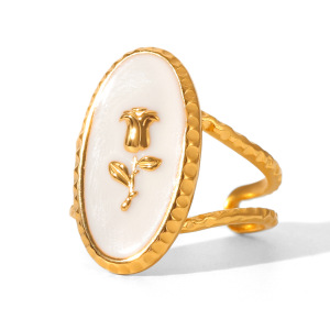 Bague Statement En Acier Inoxydable Doré, Forme Rose, Étanche (1 Pièce) h5 Image6