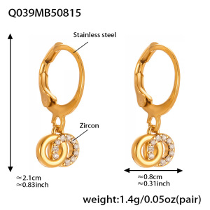 Boucles D'Oreilles Pendantes Pour Femme, En Acier Inoxydable Doré Étanche, Ornées De Zircon (1 Paire). h5