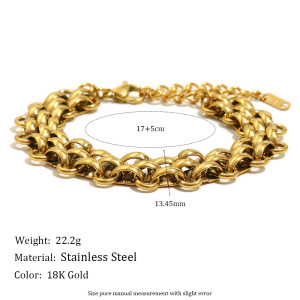 Bracelet Minimaliste En Acier Inoxydable, Étanche, Couleur Or, Pour Femme (1 Pièce). h5 Image2