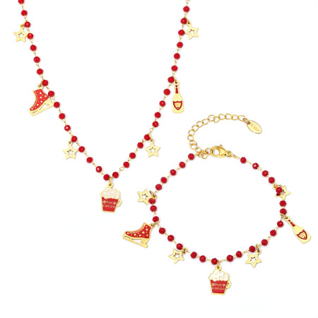 Ensembles de bijoux romantiques de Noël pour femmes en acier inoxydable imperméable et grenat 2