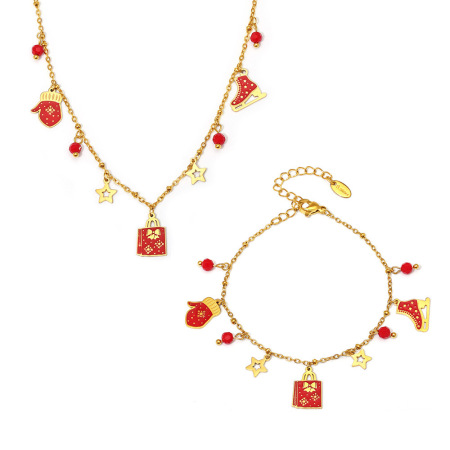 Ensembles de bijoux de luxe pour femmes, en acier inoxydable, étanches, couleur or, parfaits comme cadeau de Noël 2