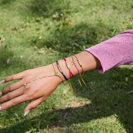 Bracelet à breloques pour femme, collection romantique, en acier inoxydable, étanche, couleur or (1 pièce). 2