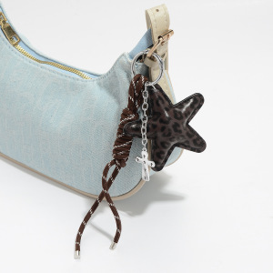 1 Pièce De Breloque De Sac Rétro En Cuir Imprimé Léopard Avec Étoile h5 Image4