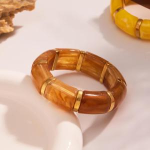 Bracelet Pour Femme En Résine De Forme Annulaire, Couleur Or, Série Élégante, 1 Pièce h5 Image5