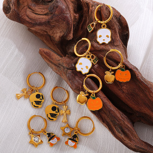 1 Paire De Boucles D'Oreilles Pendantes Étanches En Acier Inoxydable Pour Halloween h5 Image4
