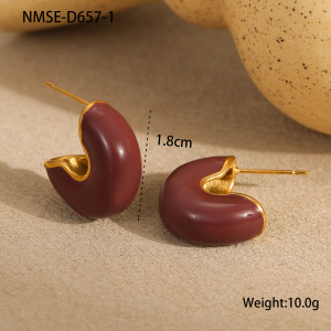 1 Paire De Boucles D'Oreilles À Tige Rétro En Acier Inoxydable De Couleur Unie Pour Femme, Série Simple h5 
