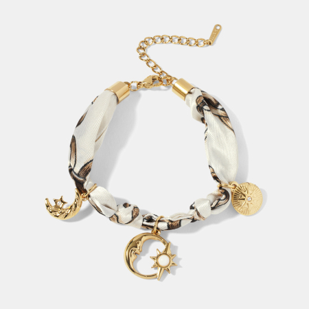 Bracelet à breloques Sun&Moon en acier inoxydable étanche couleur or