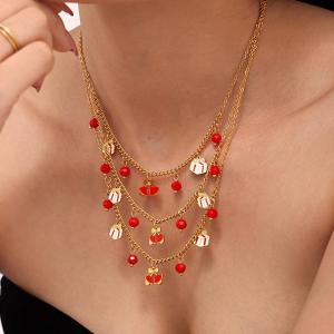 Ensembles De Bijoux Classiques De Noël Pour Femmes, En Acier Inoxydable, Imperméables, Couleur Or, Avec Grenat h5 Image6