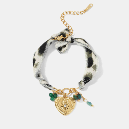 Bracelet à breloques en acier inoxydable étanche couleur or en forme de cœur
