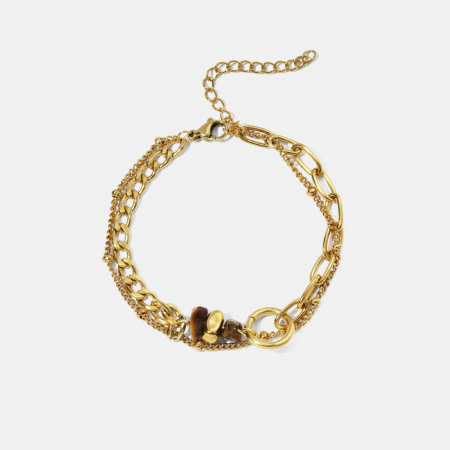 Bracelet en acier inoxydable étanche couleur or avec breloque en pierre naturelle 2