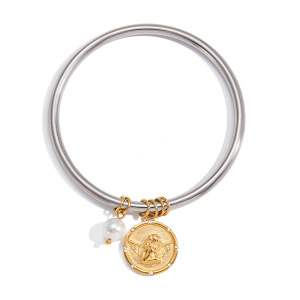 Bracelet À Breloques Pour Femme Dazzling Angel En Acier Inoxydable Étanche Couleur Or (1 Pièce) h5 