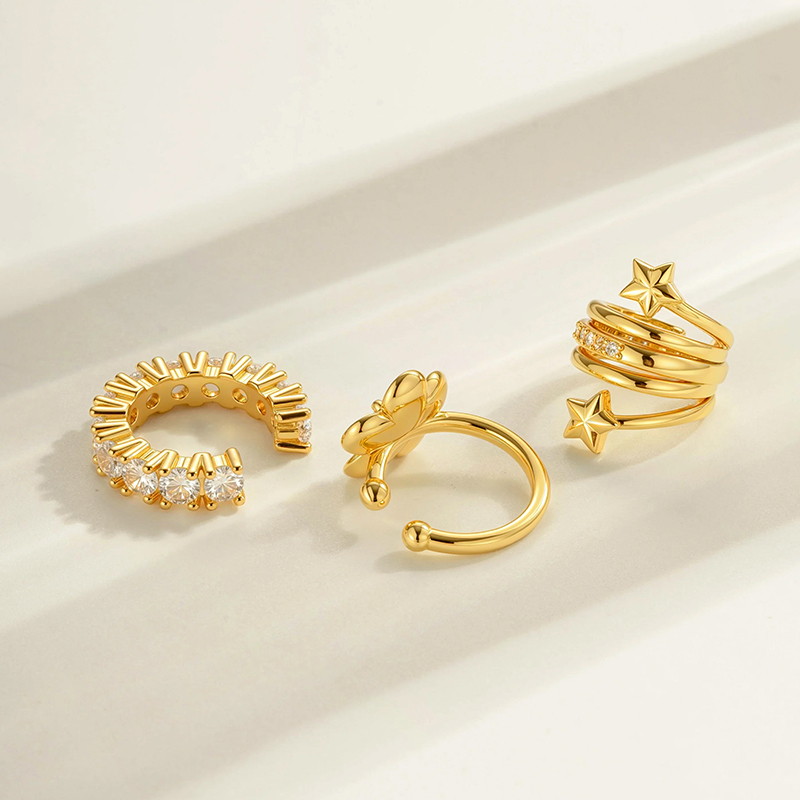 1 Pièce De Manchettes D'Oreilles Serpent En Cuivre Doré Et Zircon h5Image3
