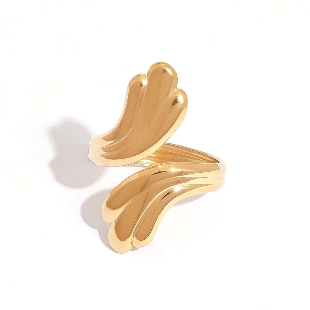 Bague Tendance Décontractée En Acier Inoxydable Doré, De Forme Irrégulière Et Étanche.
