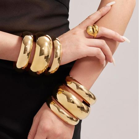 Bracelet minimaliste pour femme, en acier inoxydable uni, étanche (1 pièce)