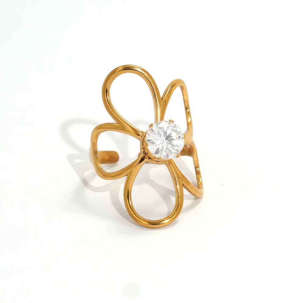 Bague Femme Simple, Collection Daily Flower, En Acier Inoxydable Étanche (1 Pièce). 