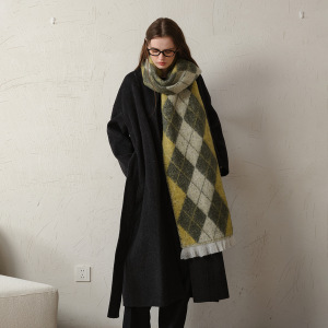 Écharpe D'Hiver Classique En Polyester À Motif Losange Pour Femme, 1 Pièce h5 Image4