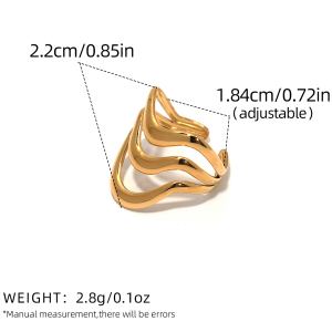Bague Tendance En Acier Inoxydable Doré, Forme Simple Et Irrégulière (1 Pièce), Étanche. h5 