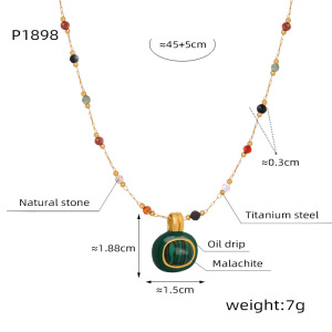 Ensembles De Bijoux Pour Femmes En Acier Inoxydable De Forme Classique Irrégulière, Étanches, Couleur Or Et Pierres Naturelles h5