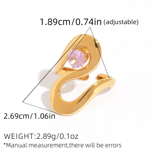 Bague Femme Élégante Et Luxueuse, En Acier Inoxydable, Forme Irrégulière, Ornée De Zircon Et Légèrement Légère. h5 Image2