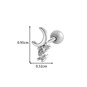 Boucle D'Oreille Piercing En Forme De Cœur, Étoile, Cuivre, Or Et Zircon h5 Image2