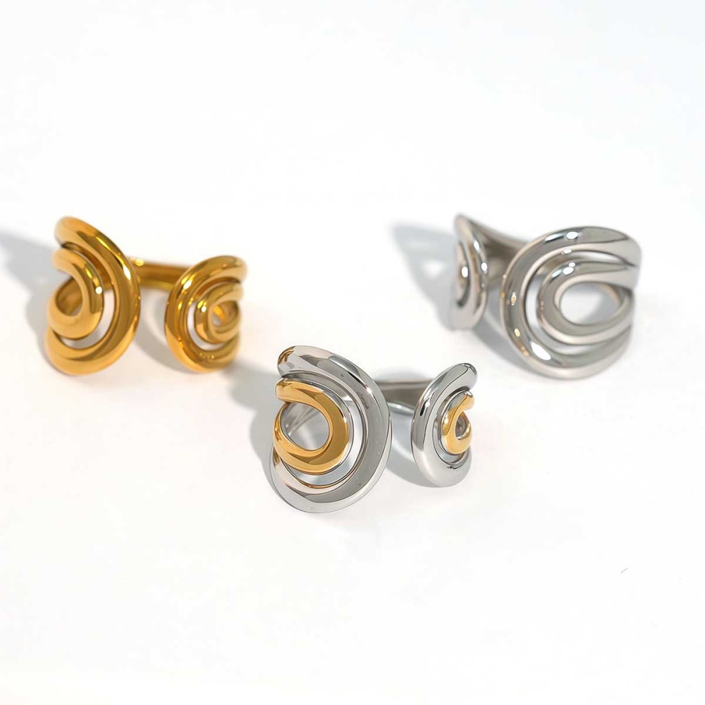 Bague Femme Rétro De Forme Irrégulière, Ajourée, En Acier Inoxydable Étanche (1 Pièce) Image9