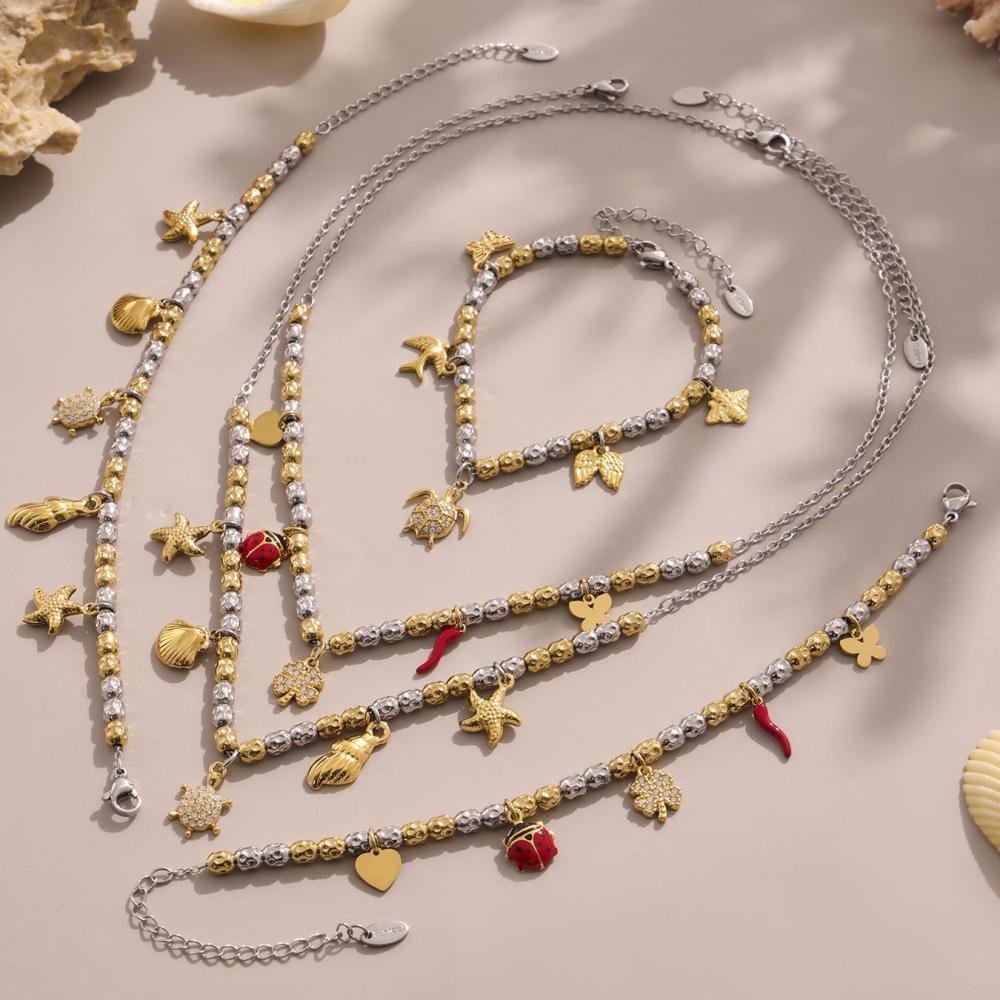 Ensembles De Bijoux De Luxe Pour Femmes, En Acier Inoxydable, Étanches, Couleur Or, Avec Zircon, Motif Animal. Image9