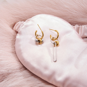 Boucles D'Oreilles Pendantes Minimalistes Et Irrégulières En Acier Inoxydable Étanche, De Couleur Or Et Argent, Pour Femme (1 Paire). h5 Image5