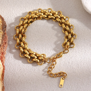 Bracelet Minimaliste En Acier Inoxydable, Étanche, Couleur Or, Pour Femme (1 Pièce). h5 Image5