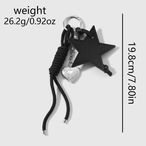 1 Pièce De Breloque De Sac Rétro En Cuir Imprimé Léopard Avec Étoile h5 Image9