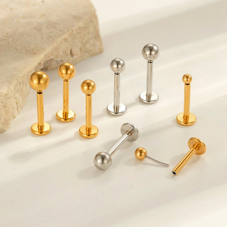 Boucle d'oreille piercing étanche en acier inoxydable couleur or (1 pièce)