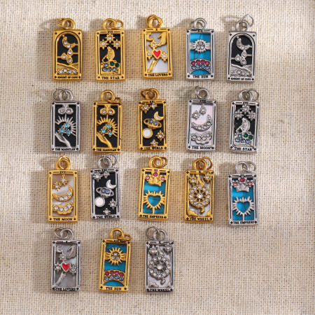 Pendentif femme classique et décontracté en acier inoxydable étanche couleur or, motif constellation (1 pièce) 2