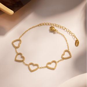 Bracelet À Maillons Pour Femme, En Acier Inoxydable Doré, Orné D'Un Papillon Et De Zircon, Imperméable (1 Pièce). h5 Image5