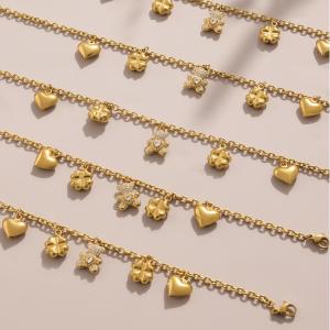 Ensembles De Bijoux Pour Femmes En Acier Inoxydable Imperméable, Couleur Or, Avec Ours Mignon Et Trèfle h5 Image6