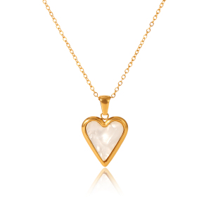 Collier Pendentif Femme Classique En Forme De Cœur, En Acier Inoxydable Étanche, Couleur Or. h5 