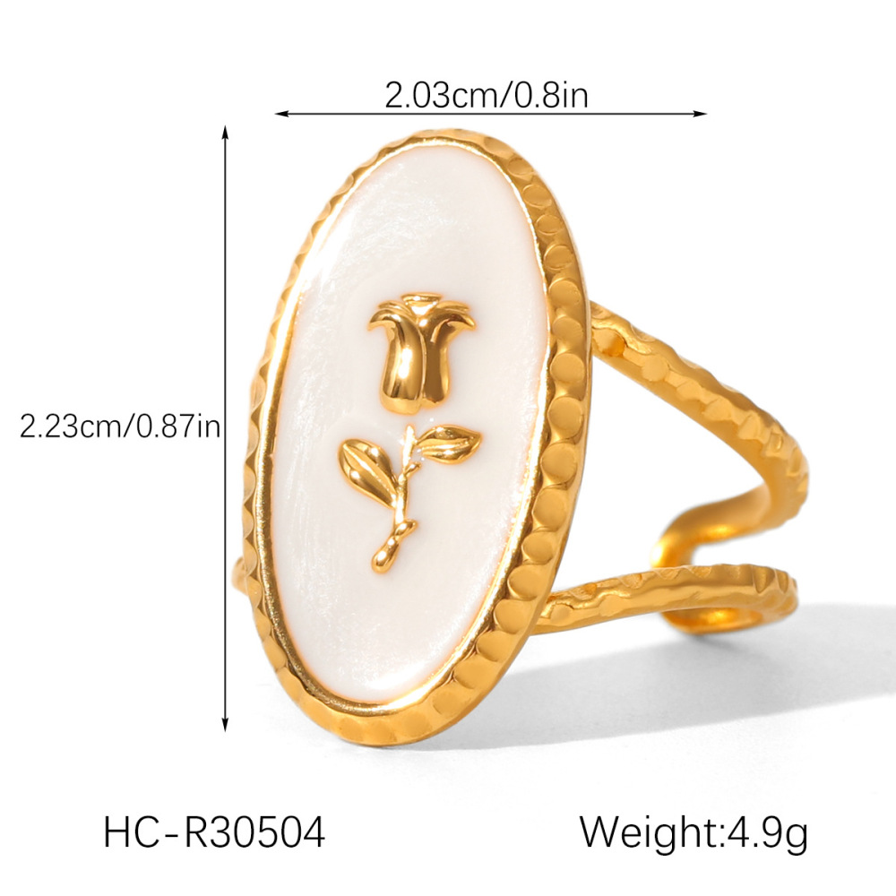Bague Statement En Acier Inoxydable Doré, Forme Rose, Étanche (1 Pièce) Image2