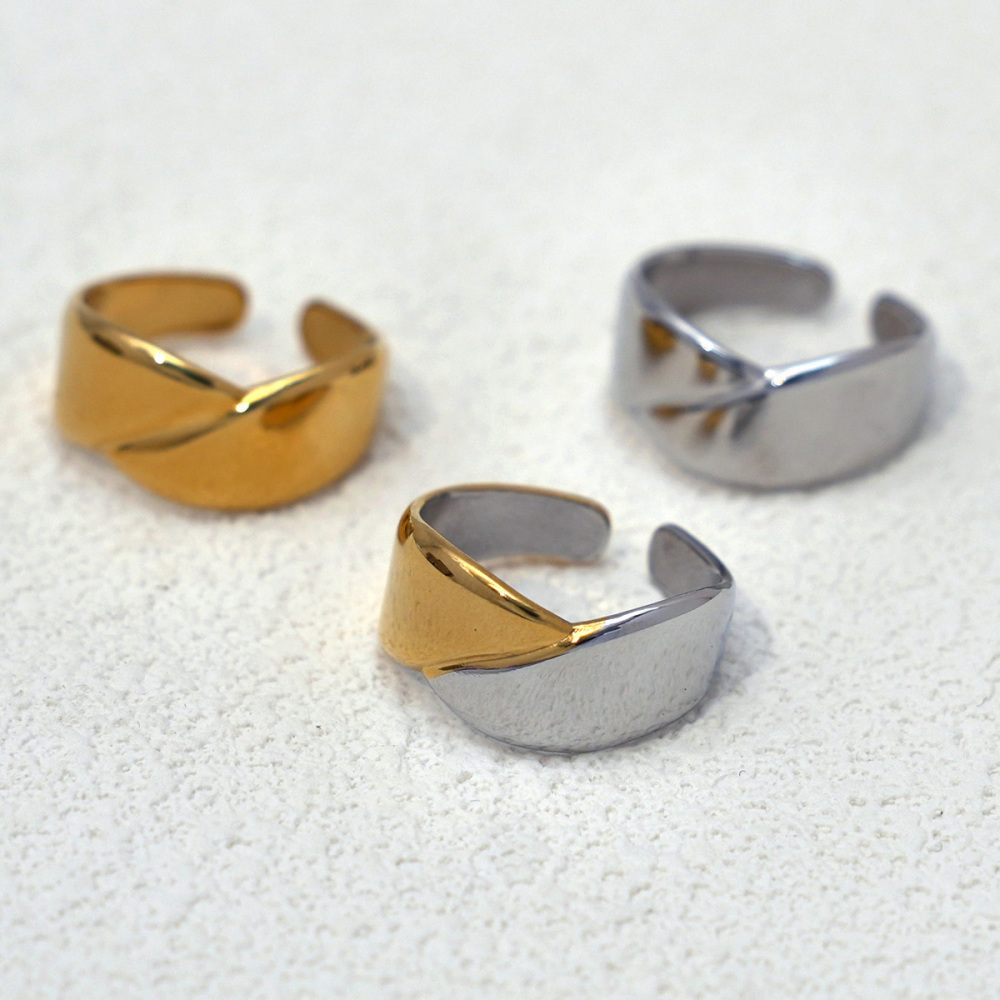 Bague Femme Simple, Décontractée, De Forme Irrégulière, En Acier Inoxydable Étanche (1 Pièce) Image4