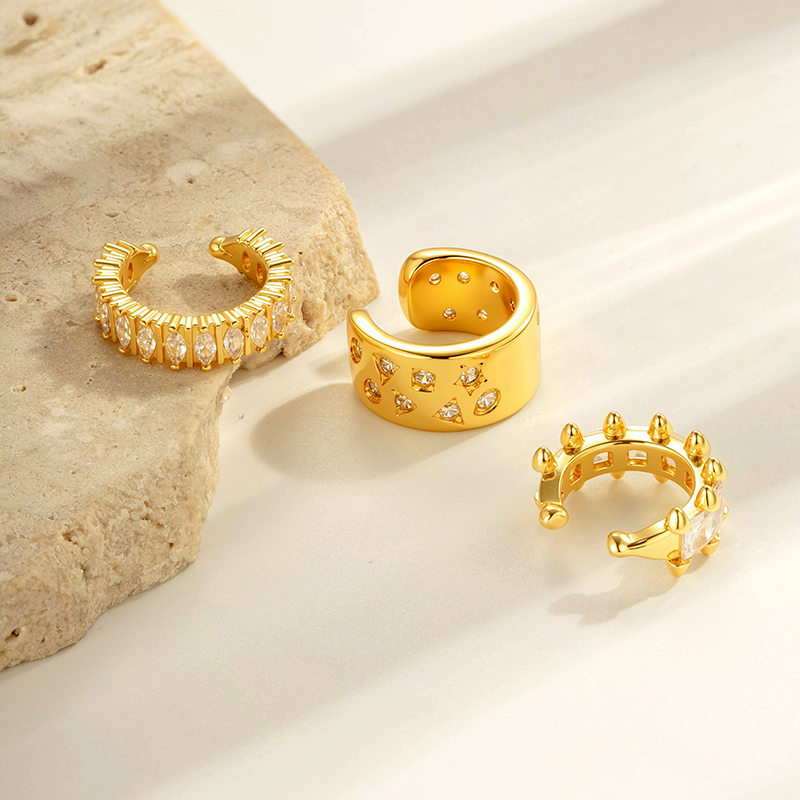 1 Pièce De Manchettes D'Oreilles En Cuivre Doré Et Zircon Image3