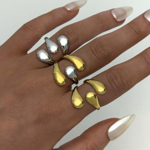 Bague Tendance Simple Et Élégante Au Quotidien, En Acier Inoxydable Doré, De Forme Irrégulière Et Imperméable. h5 Image4